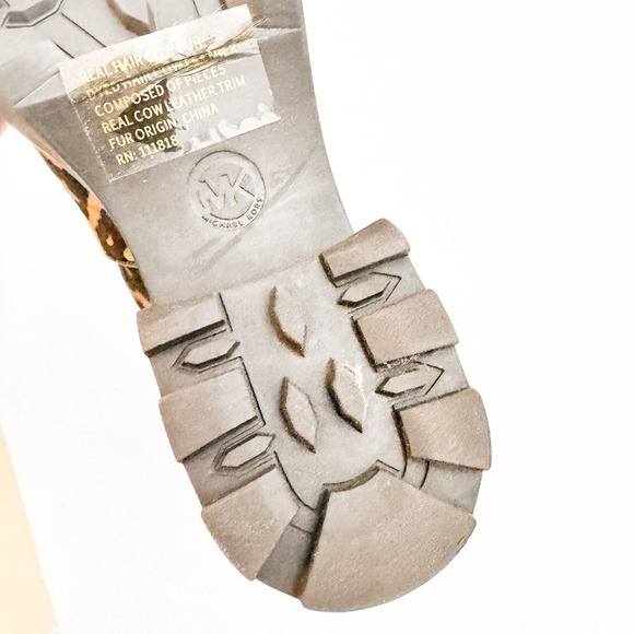 Michael Kors Khloe Lace Up Combat Boot Leopard Calfair Butterscoth Size 6.5 MINT - Picture 7 of 8